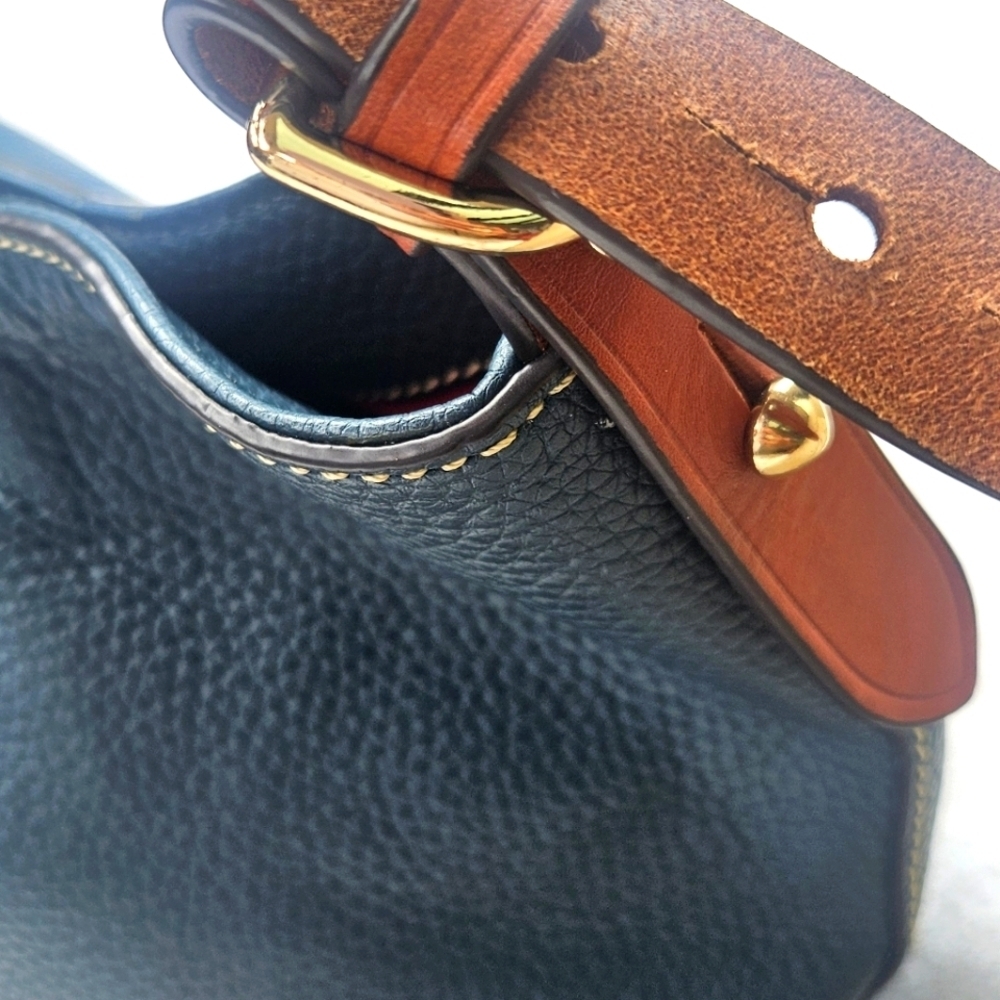 Dooney & Bourke Marine Blue Pebbled Leather Cooper Hobo Bag Leather&Gold Accents - Picture 11 of 14